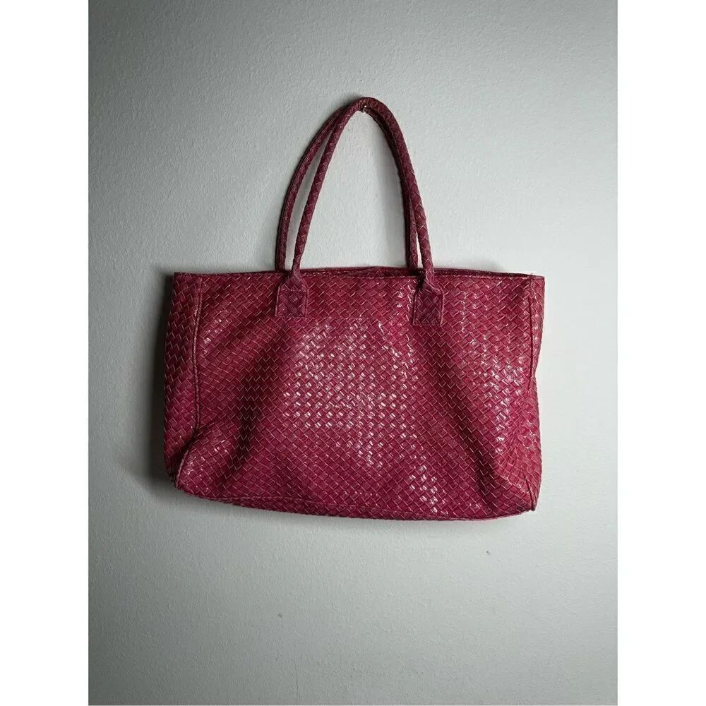 Pink Large Capacity PU Portable Shoulder Bag Tote
